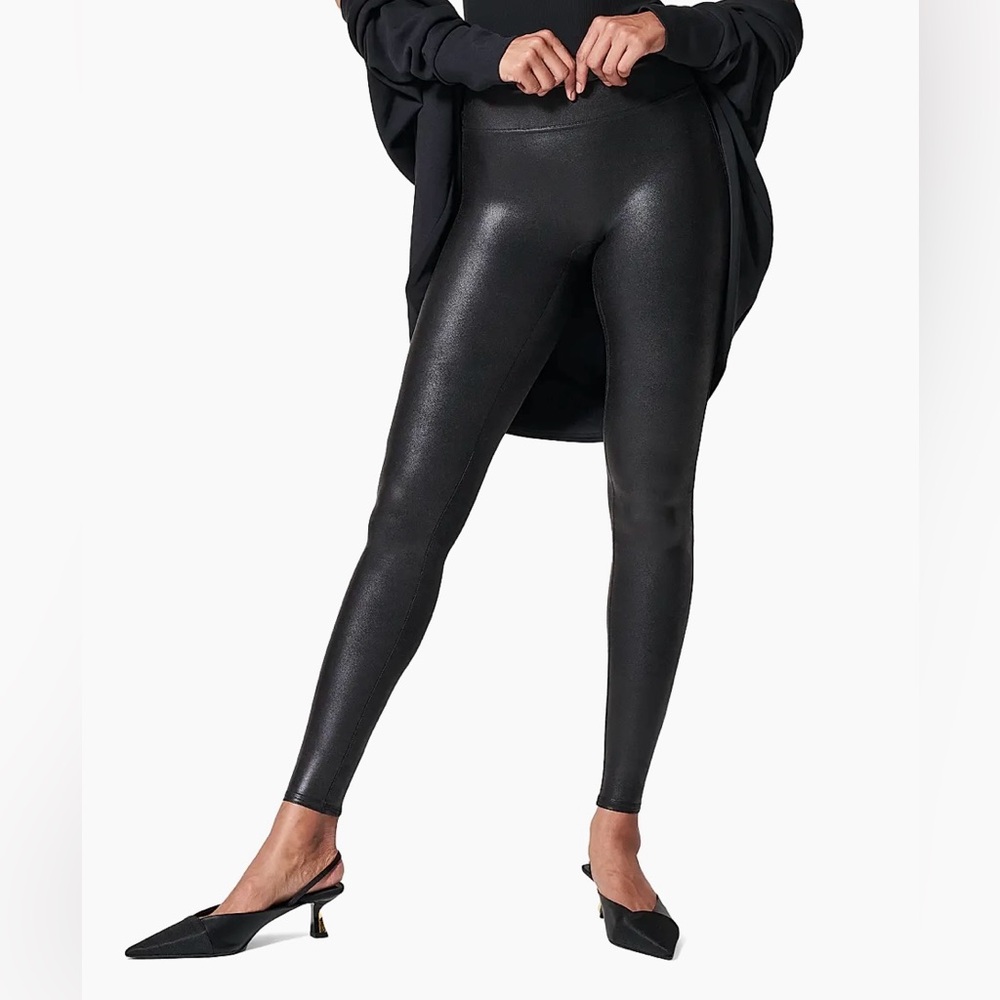 Anthropologie Spanx Black Faux Leather Leggings